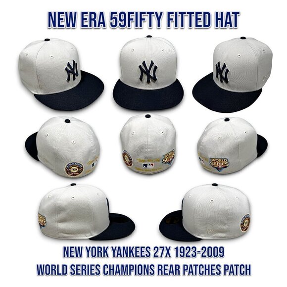 New Era New York Yankees 59FIFTY Fitted Hat 27X WS Champs 1923-2009 Patch 7 5/8